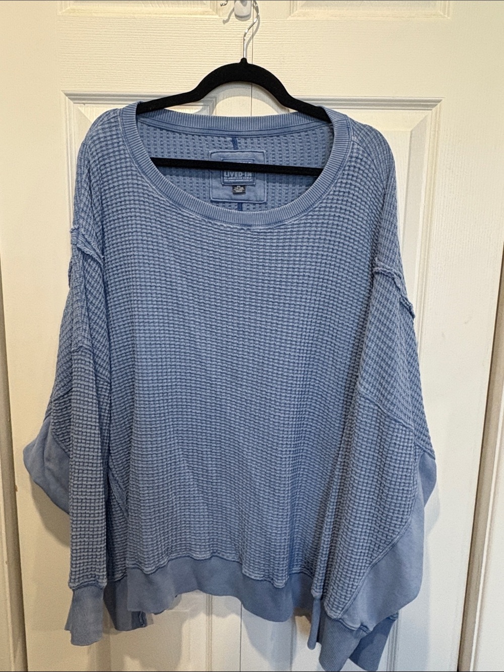 American Eagle Outfitters Blue Waffle Knit Oversized Sweatshirt